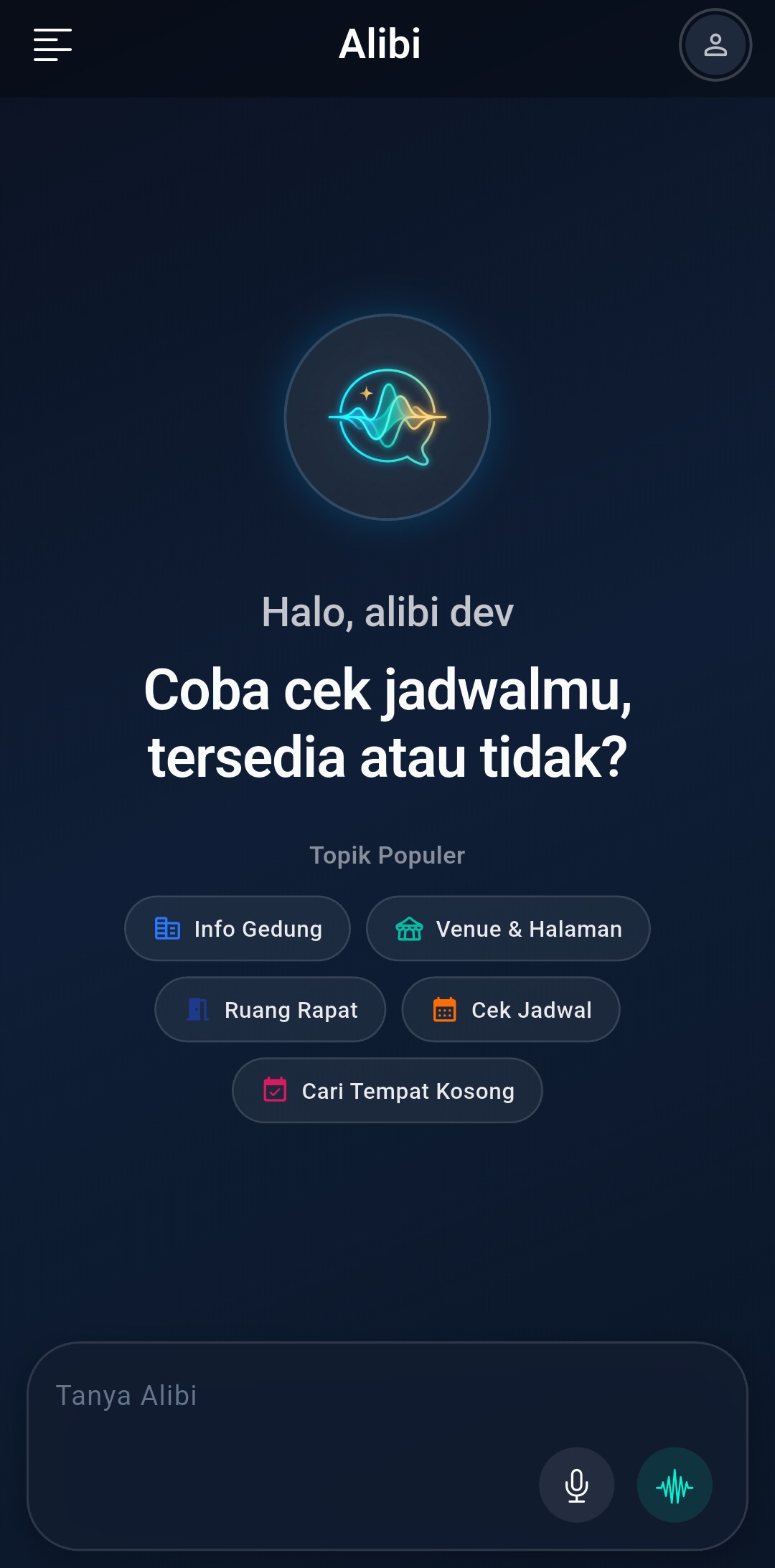 Screenshot Tampilan Aplikasi ALIBI